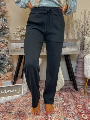 Black Fleece Wide Leg Lounge Pants