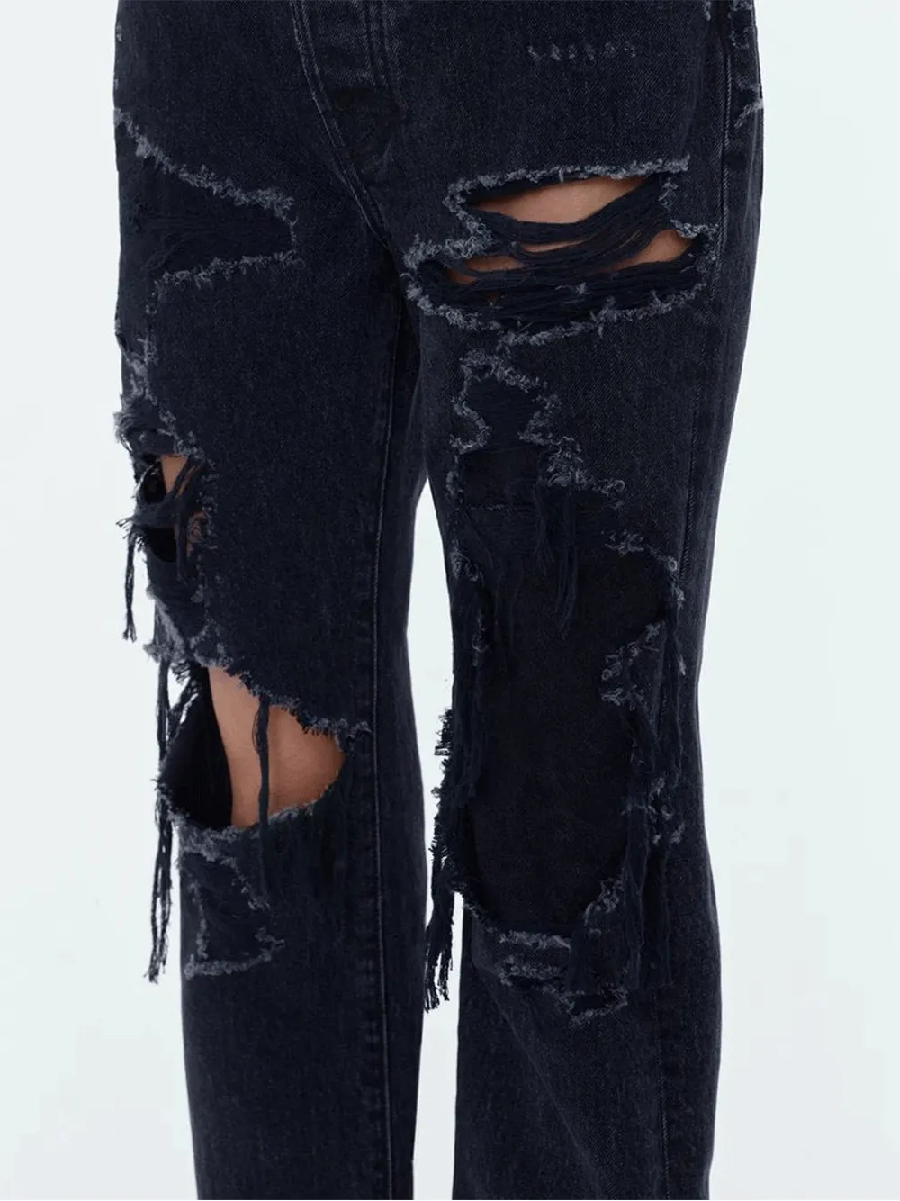 Distressed Straight Jeans