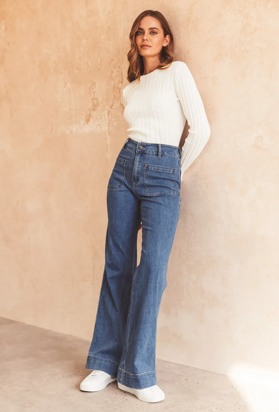 Florence Mid Blue Wide Leg Jean