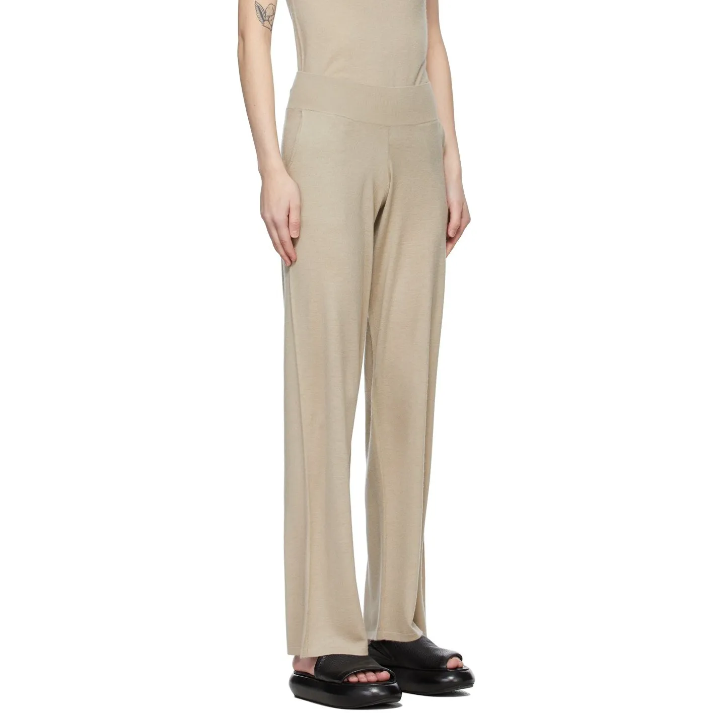 Frenckenberger Beige Cashmere Wide Lounge Pants
