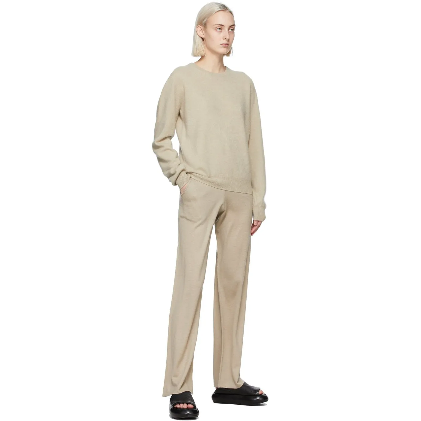 Frenckenberger Beige Cashmere Wide Lounge Pants