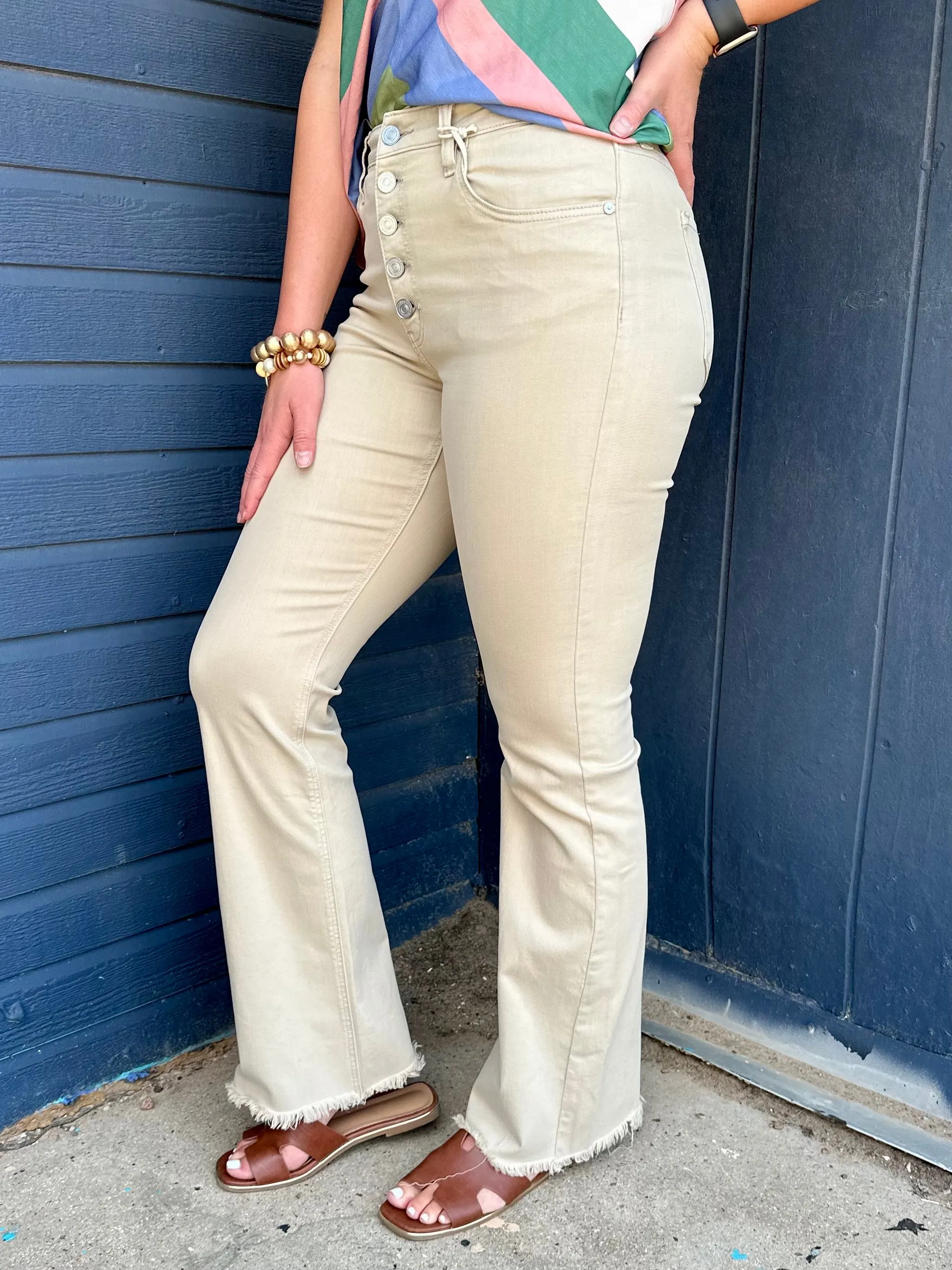 Hattie Khaki Flare Jean by KanCan