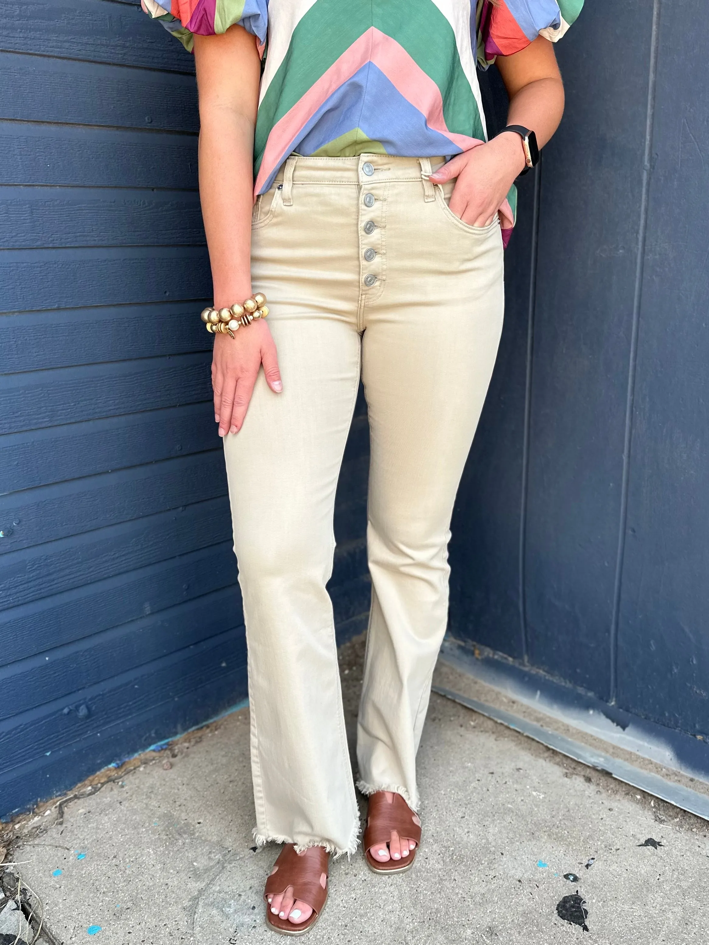 Hattie Khaki Flare Jean by KanCan
