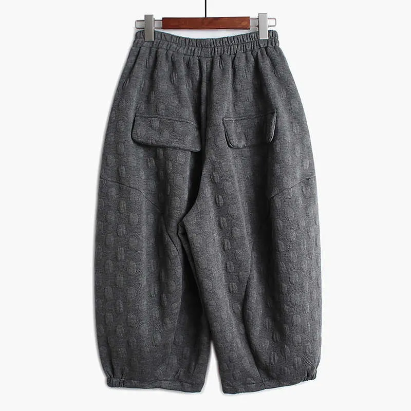 Lantern Wide Leg Pants Ankle Length Pants Dot Textured Pattern