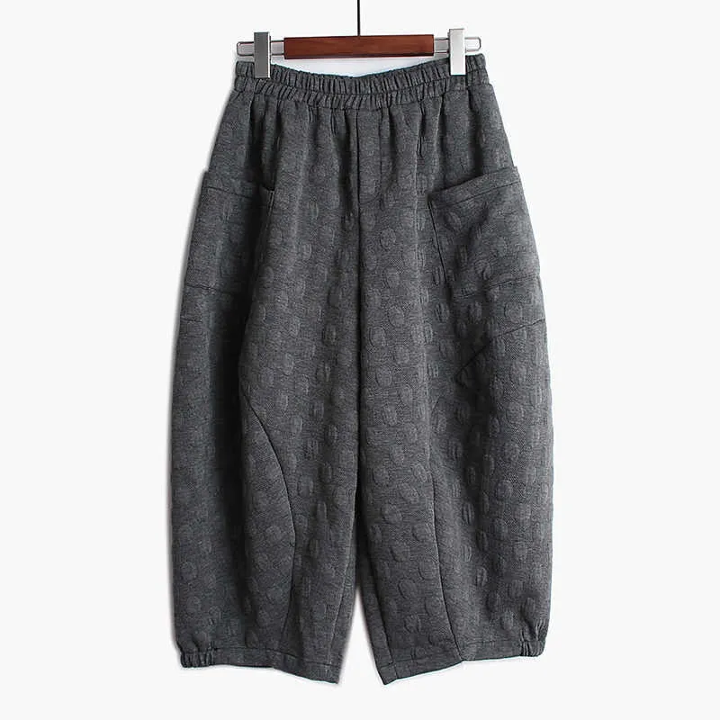 Lantern Wide Leg Pants Ankle Length Pants Dot Textured Pattern