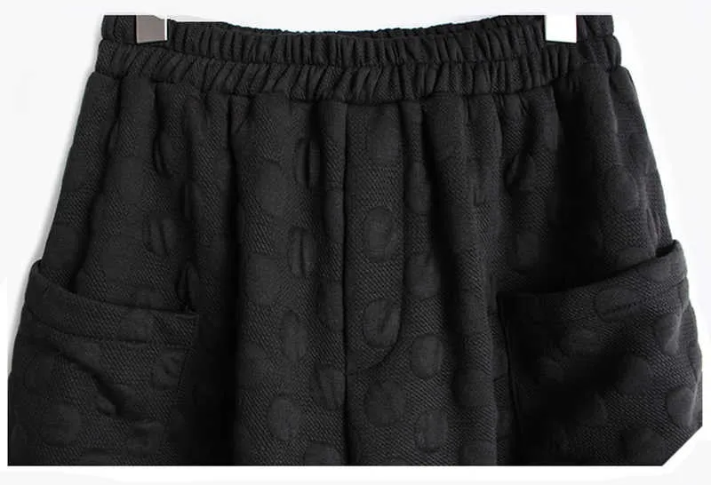 Lantern Wide Leg Pants Ankle Length Pants Dot Textured Pattern