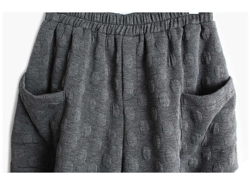 Lantern Wide Leg Pants Ankle Length Pants Dot Textured Pattern