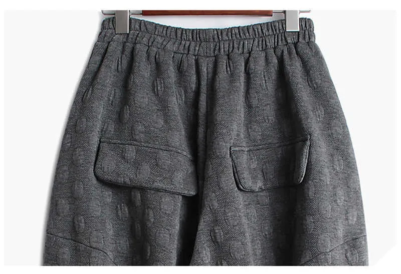 Lantern Wide Leg Pants Ankle Length Pants Dot Textured Pattern