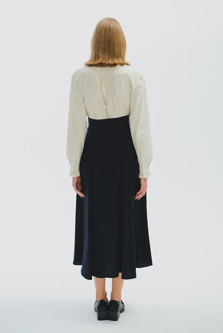 Long bias cut A-line skirt
