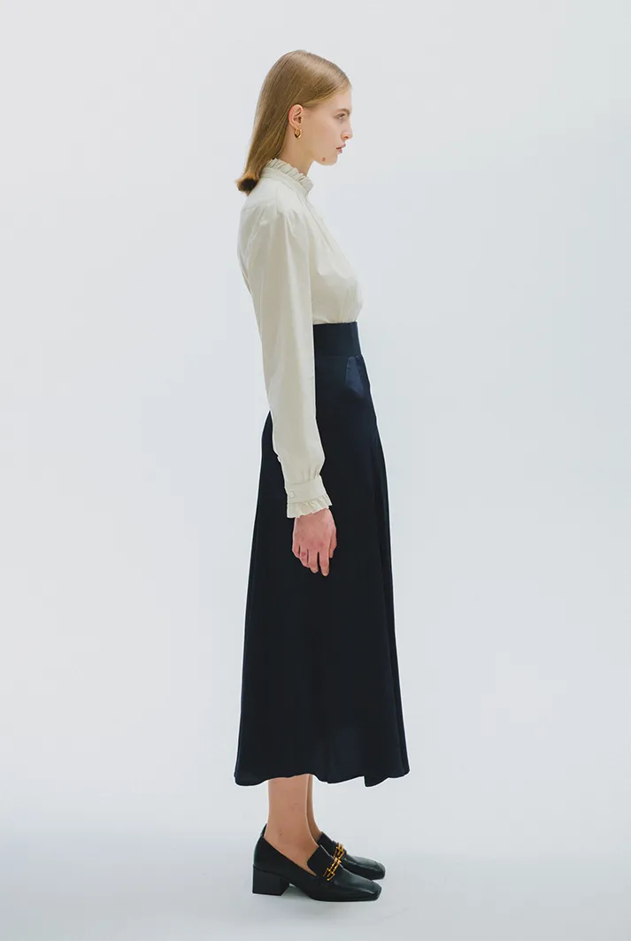 Long bias cut A-line skirt
