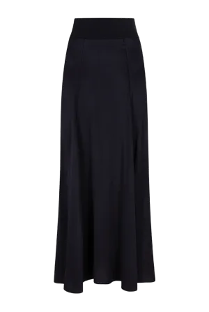 Long bias cut A-line skirt