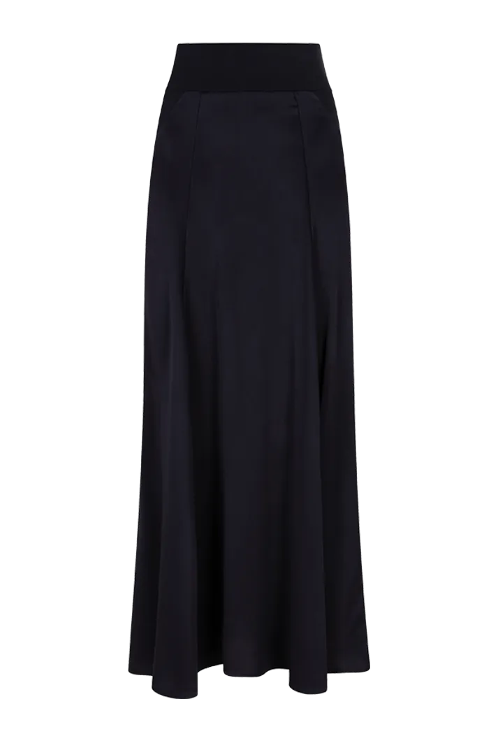Long bias cut A-line skirt