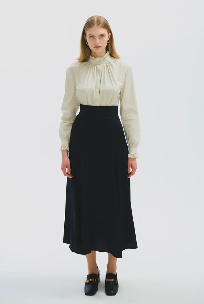 Long bias cut A-line skirt