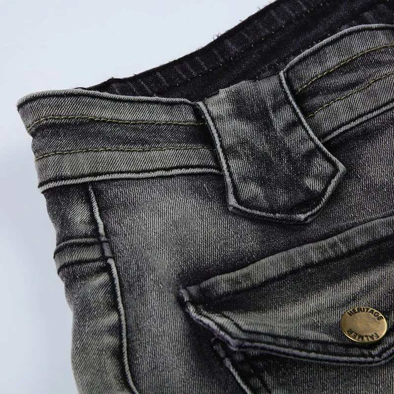Low-Rise Flared Pocket Jeans