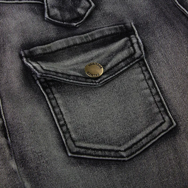 Low-Rise Flared Pocket Jeans