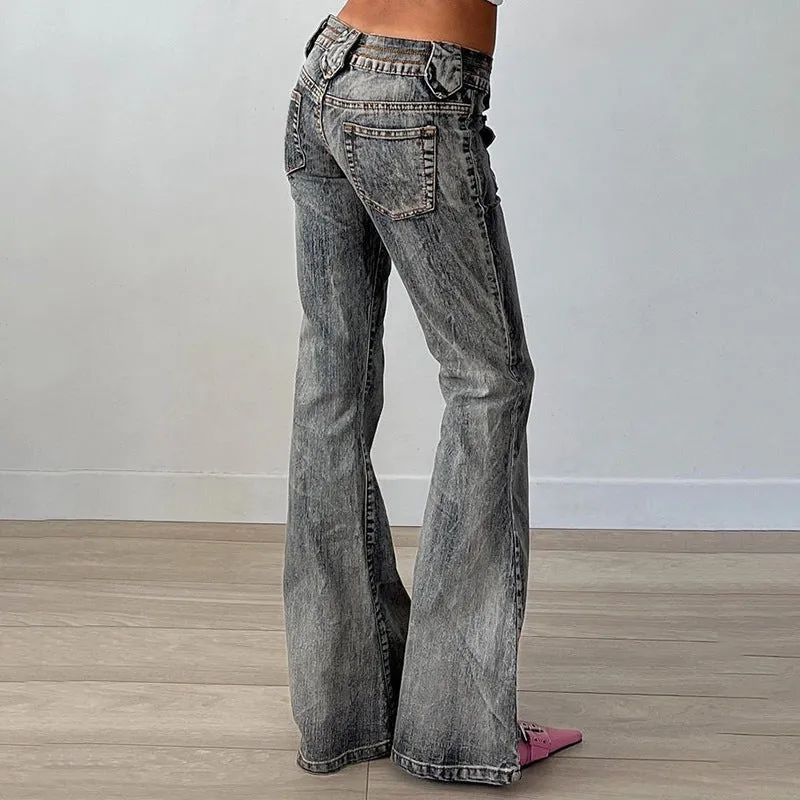 Low-Rise Flared Pocket Jeans