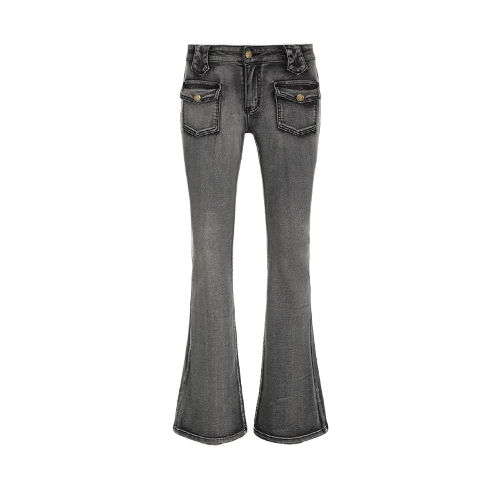 Low-Rise Flared Pocket Jeans