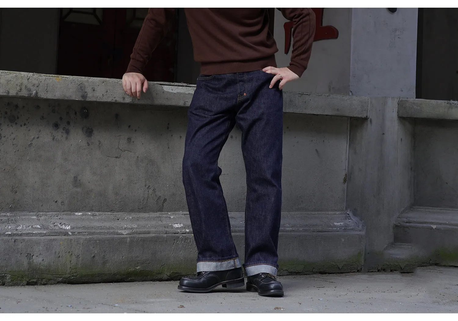 Men's Selvedge Denim Bootcut Jeans Indigo Dyed