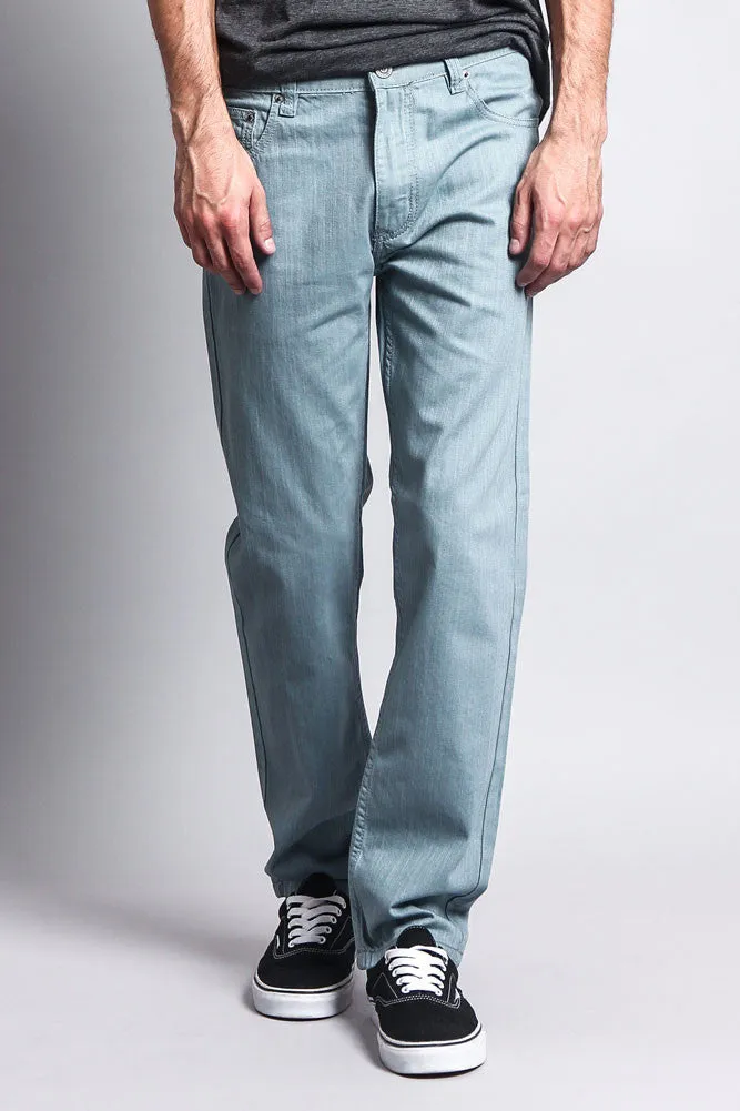 Men's Slim Fit Colored Denim Jeans (Bluestone)