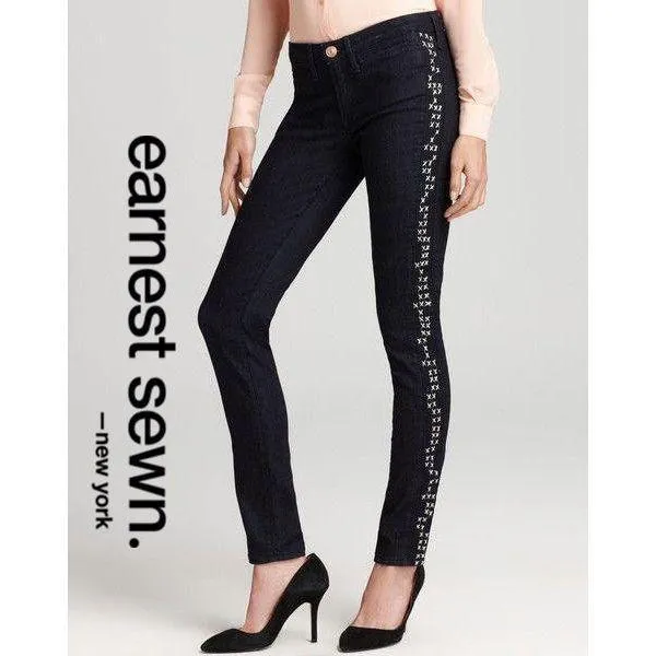 NWT- Earnest Sewn Rose Gold Cross Stitch "ESRA" Skinny Jeans - Size 26