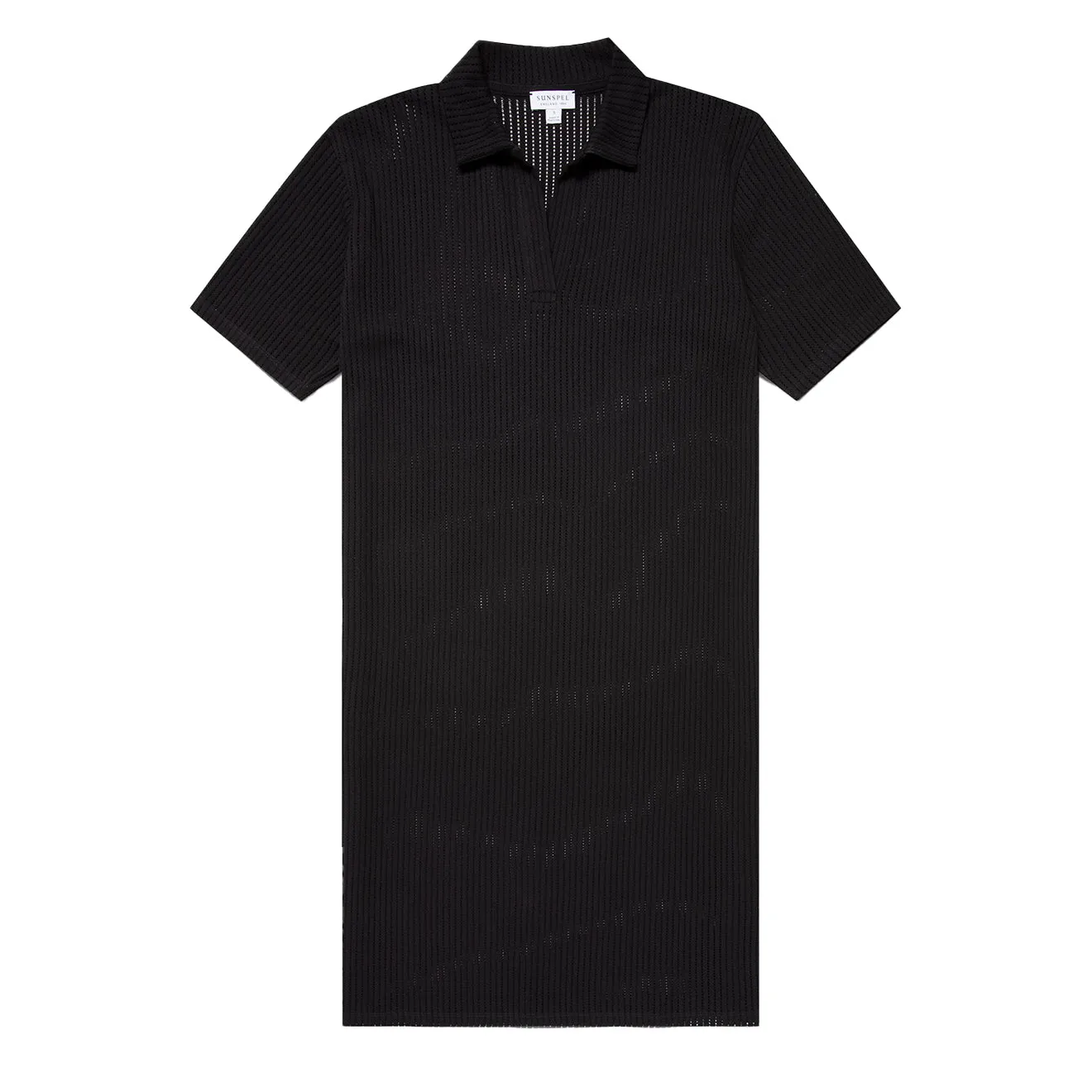 Sunspel Womens Lace Mesh Polo Dress Black