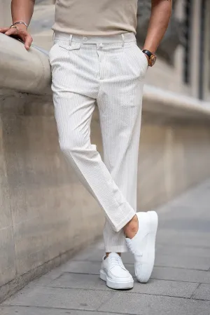 White Slim Fit Striped Chino Pants for Men | GentWith