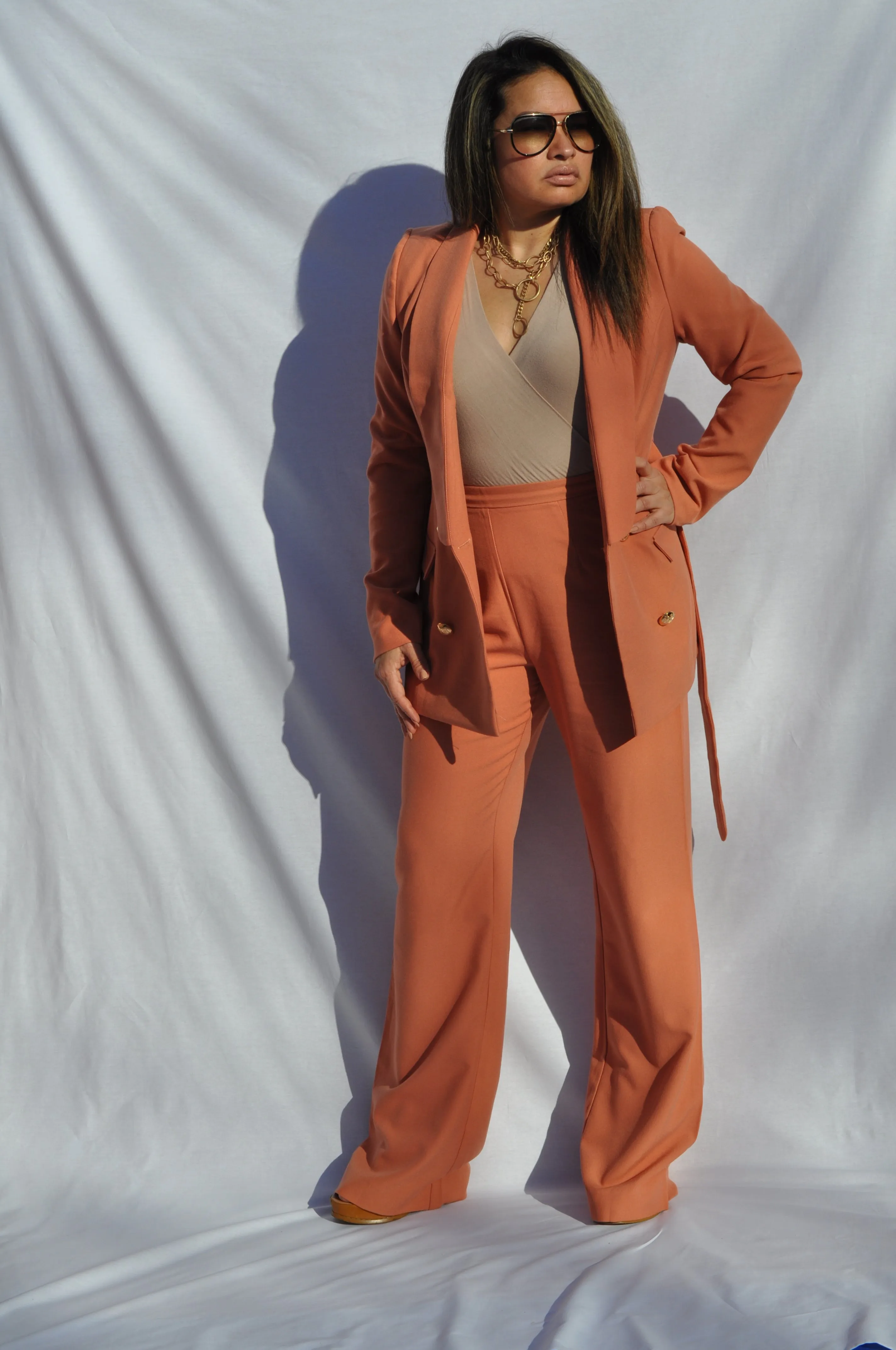 Wide Leg Trousers - Salmon