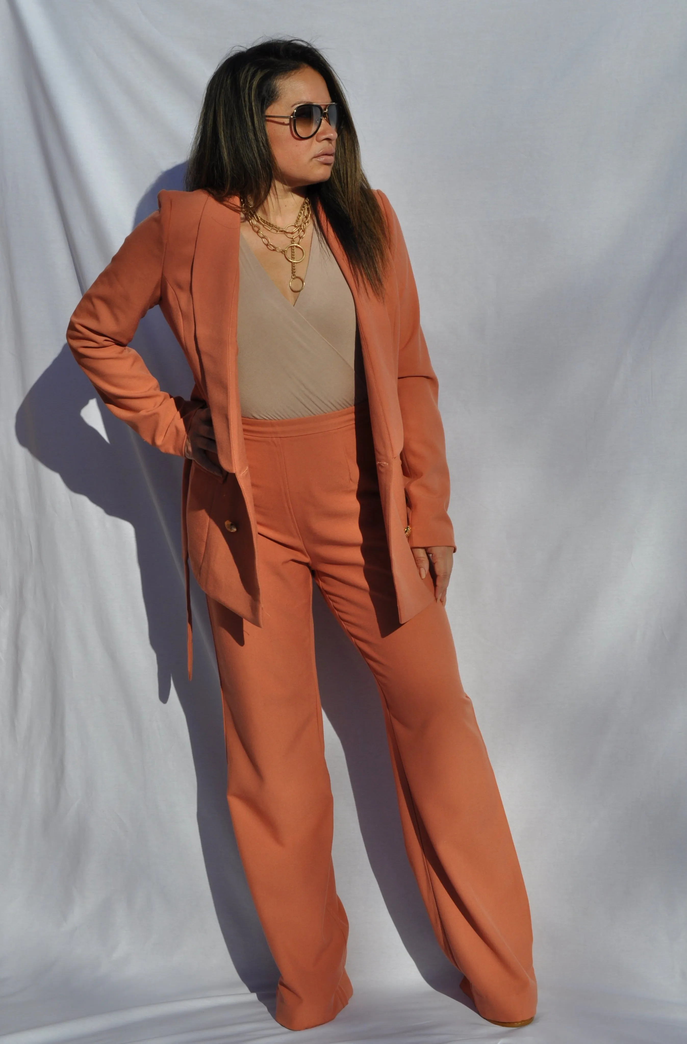 Wide Leg Trousers - Salmon