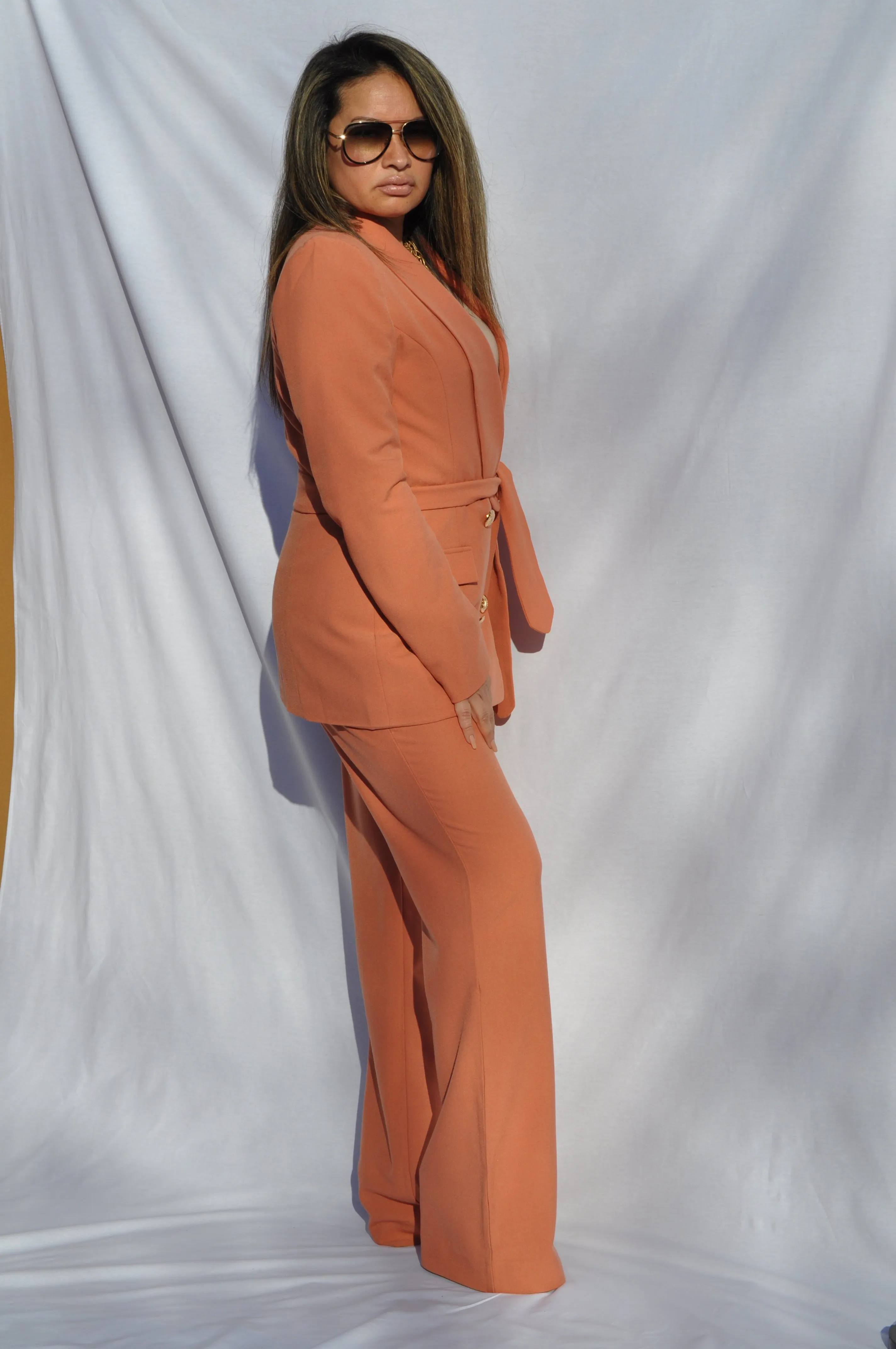 Wide Leg Trousers - Salmon