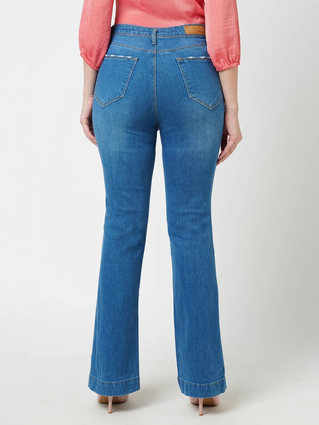 Women Blue K5094 High Rise Mini Flare Jeans
