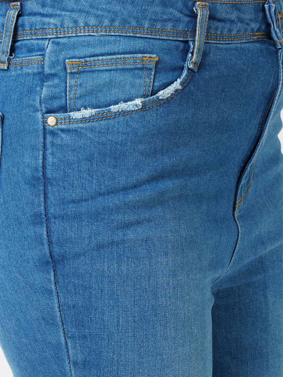 Women Blue K5094 High Rise Mini Flare Jeans