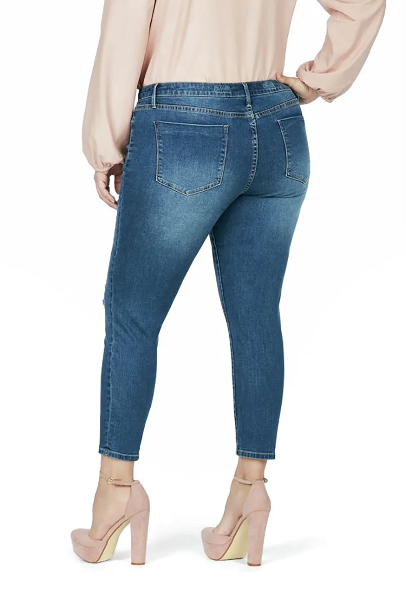 Yves Distressed Skinny Ankle Grazer
