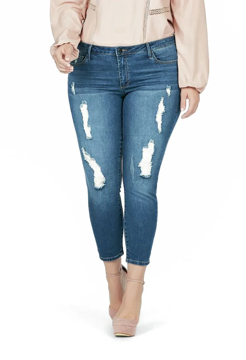 Yves Distressed Skinny Ankle Grazer